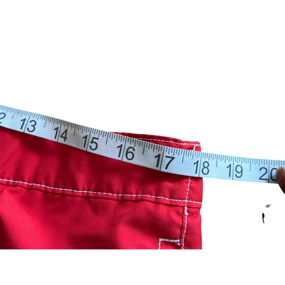 Joe Fresh Red Mens Swim Shorts L Drawstring Elastic Waist Anchor Logo - Picture 4 of 8